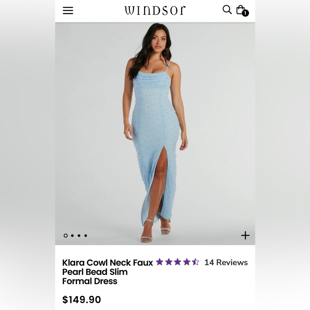 Windsor pearl bead slim formal dress